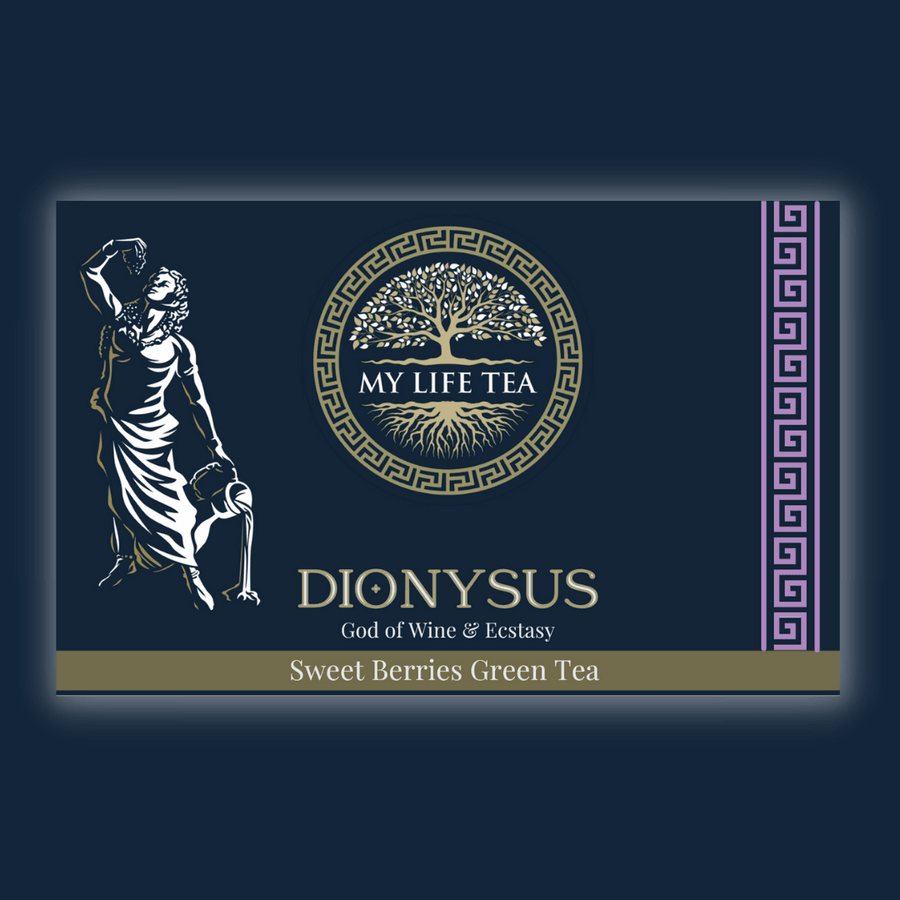 Dionysus sweet berries loose leaf green tea prepared as a measured iced tea concentrate