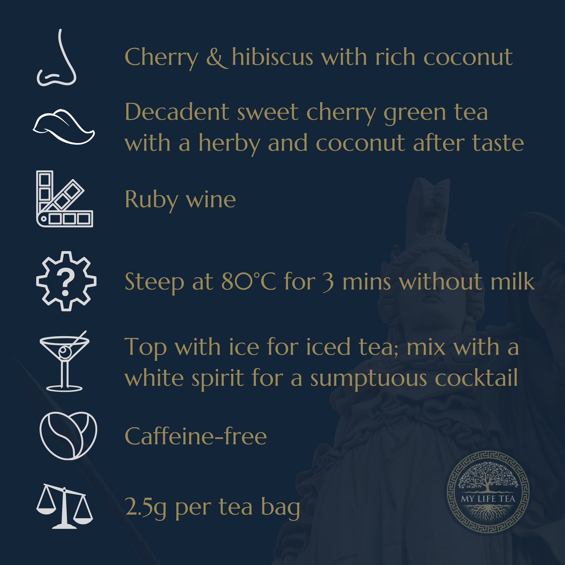 Athena: Goddess Of Wisdom | Cherry & Coconut Green Tea - My Life Tea