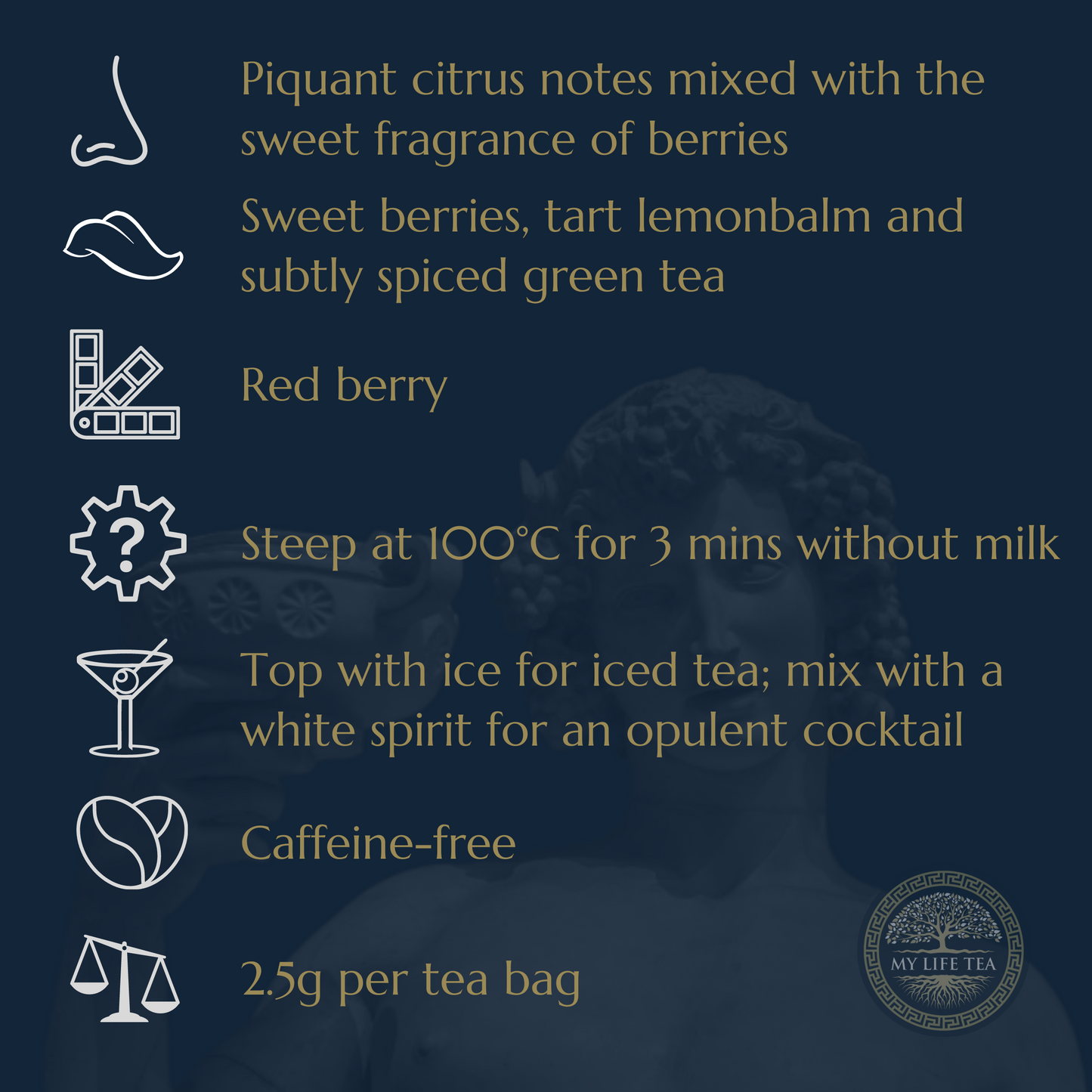 Dionysus: God Of Wine & Ritual Madness | Sweet Berries Green Tea - My Life Tea
